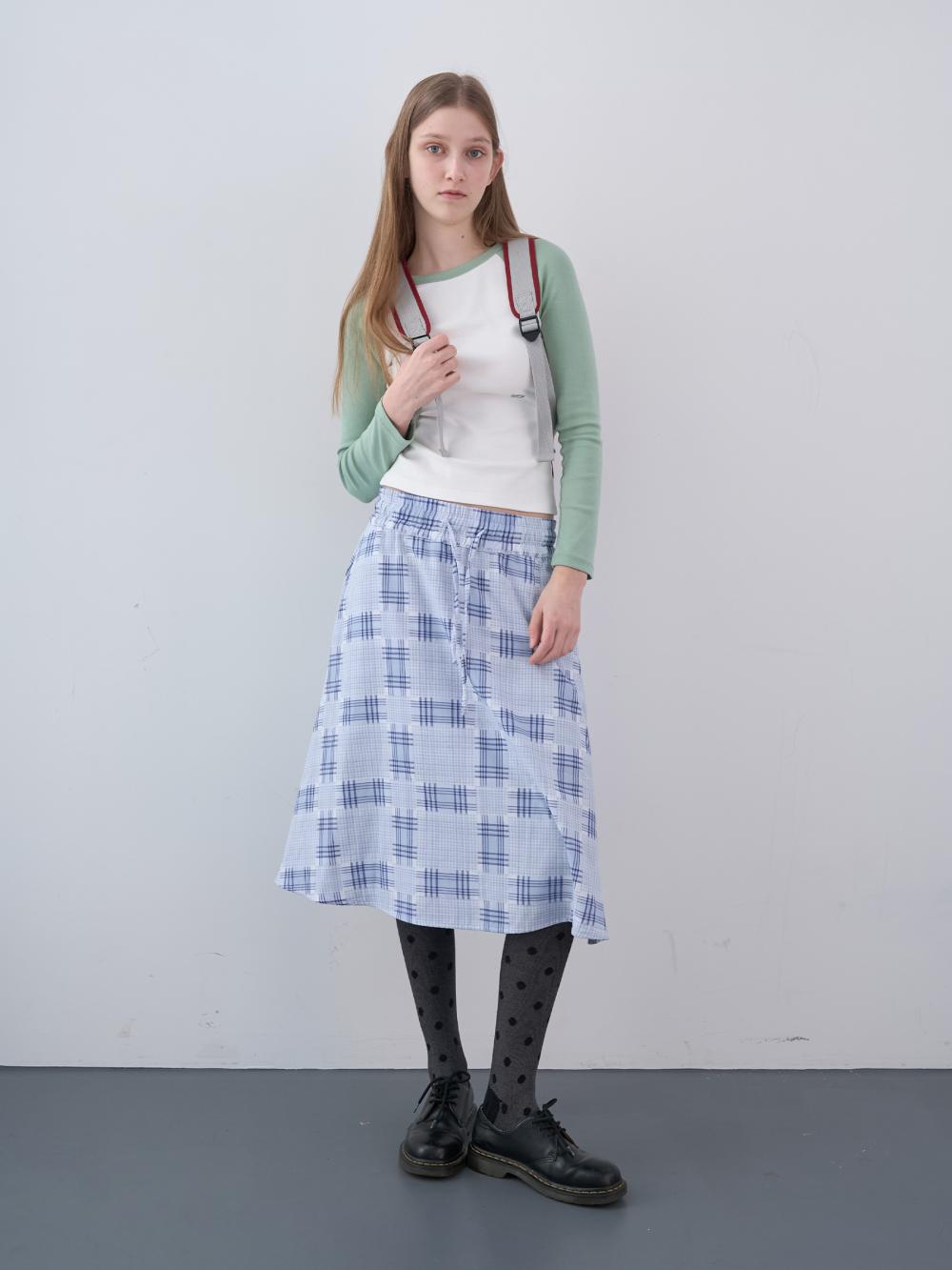 ミックスチェックバンディングスカート（スカイ） | ENZO BLUES | HANA(ハナ) #9