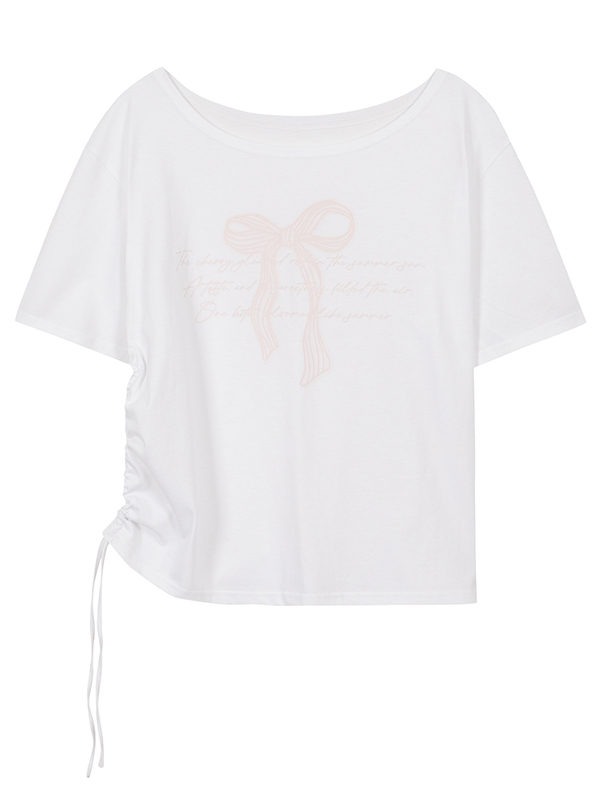 リボンシャーリング オフショルダーTシャツ（ホワイト） | ILLIGO | HANA(ハナ) #5