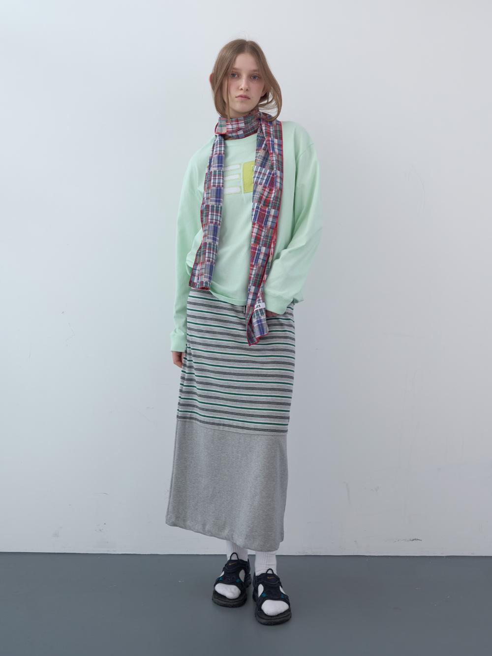 ミックスストライプロングスカート（グレー） | ENZO BLUES | HANA(ハナ) #11
