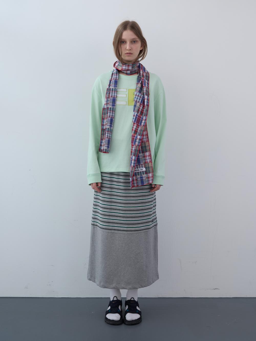 ミックスストライプロングスカート（グレー） | ENZO BLUES | HANA(ハナ) #12