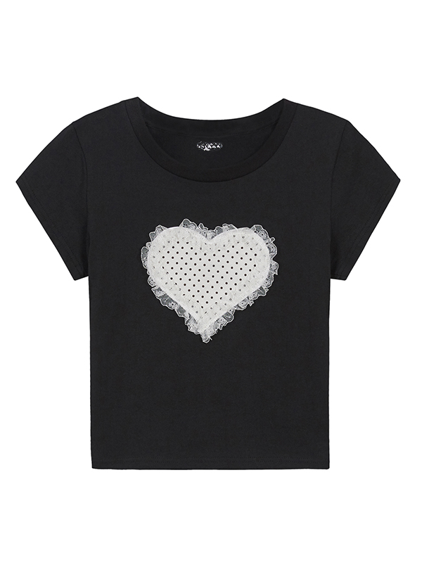 レースハートドットTシャツ（ブラック） | ILLIGO | HANA(ハナ) #5