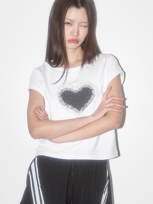 レースハートドットTシャツ（ホワイト） | ILLIGO | HANA(ハナ) #4