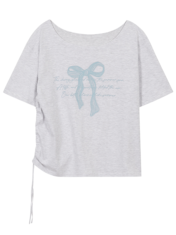 リボンシャーリング オフショルダーTシャツ（メランジ） | ILLIGO | HANA(ハナ) #5