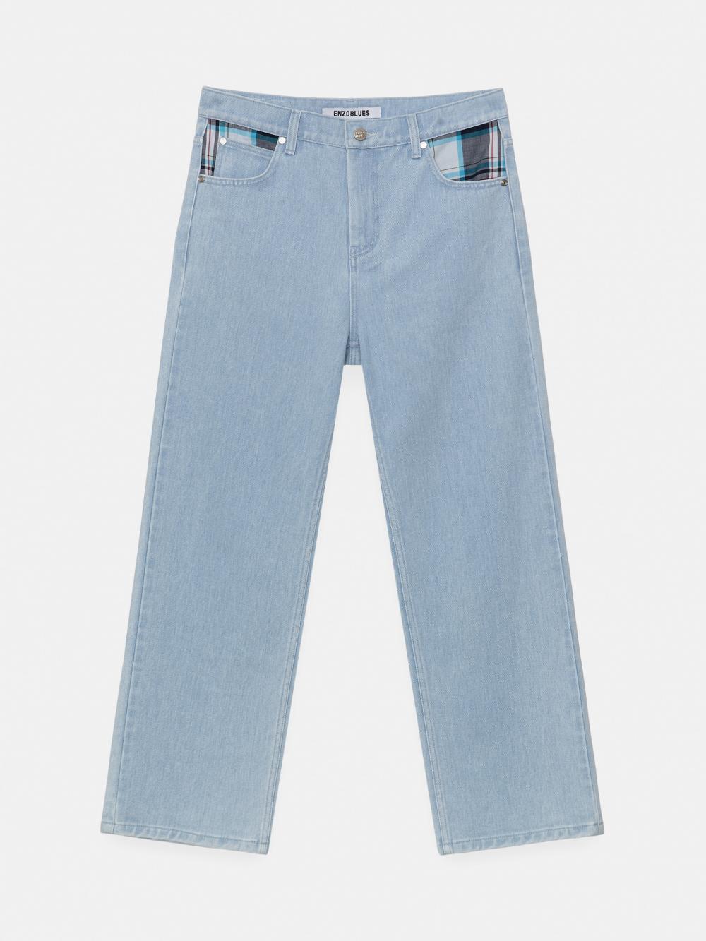 パッチワークストレートデニムパンツ (ライトブルー) | ENZO BLUES | HANA(ハナ) #17