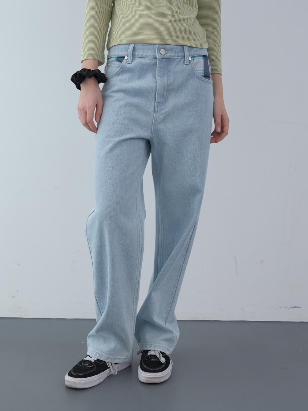 パッチワークストレートデニムパンツ (ライトブルー) | ENZO BLUES | HANA(ハナ) #14