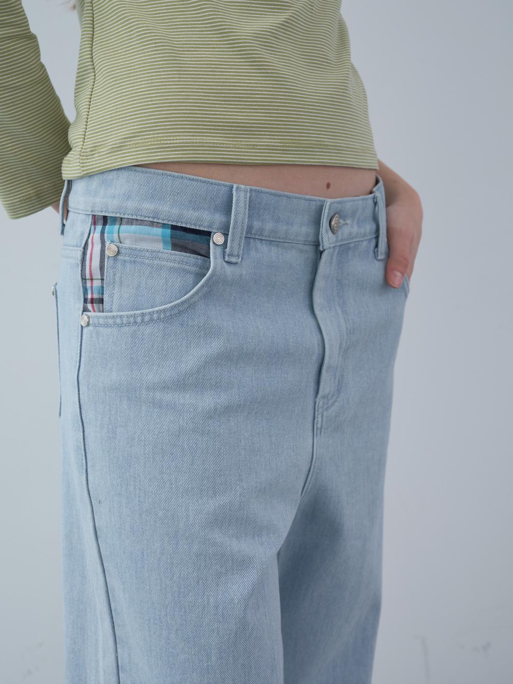 パッチワークストレートデニムパンツ (ライトブルー) | ENZO BLUES | HANA(ハナ) #15