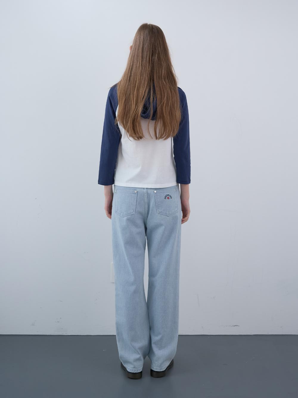 パッチワークストレートデニムパンツ (ライトブルー) | ENZO BLUES | HANA(ハナ) #4