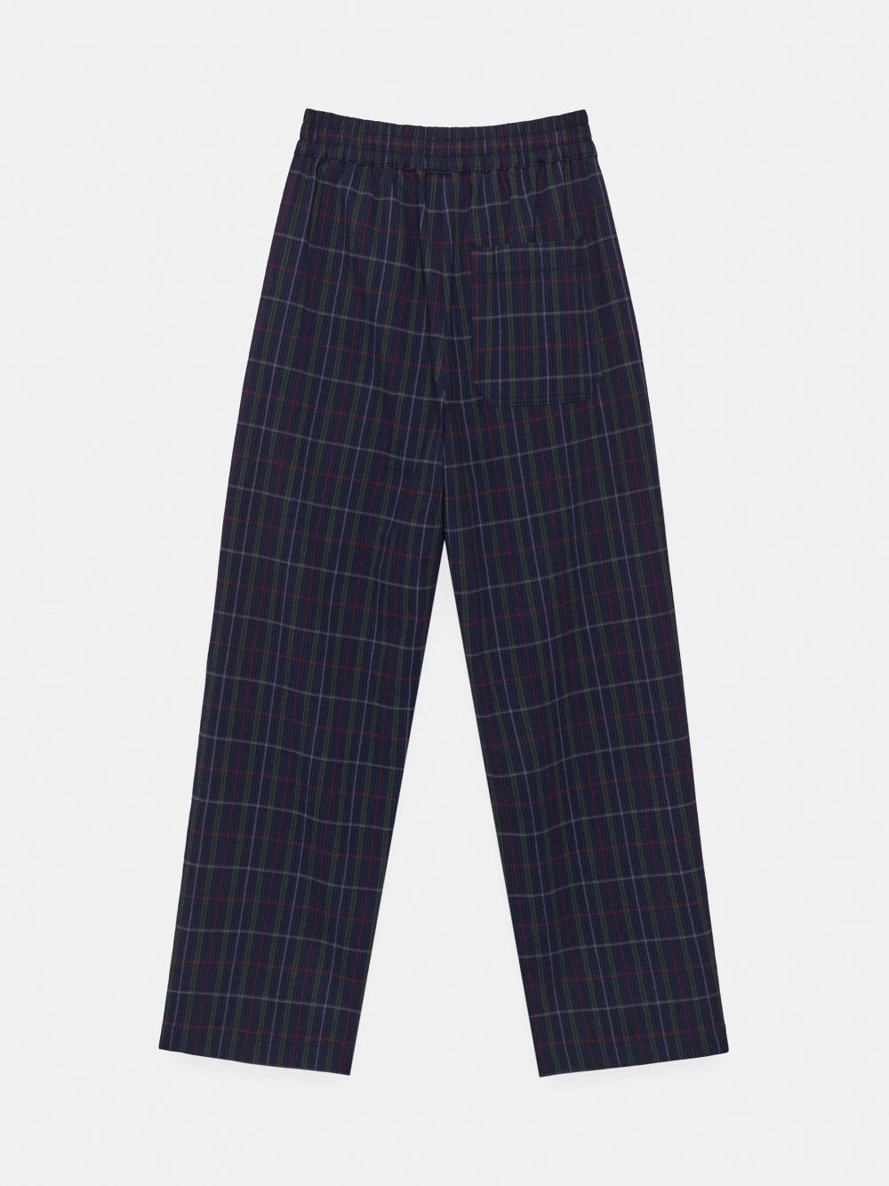 シアサッカーチェックワイドバンディングパンツ (ネイビー) | ENZO BLUES | HANA(ハナ) #15