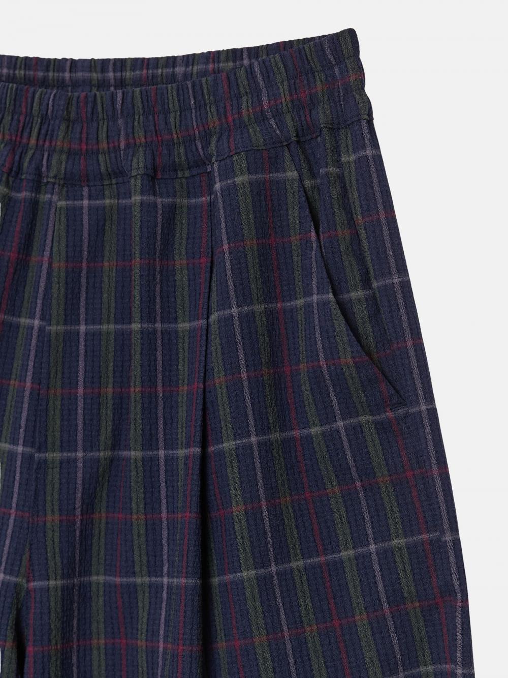 シアサッカーチェックワイドバンディングパンツ (ネイビー) | ENZO BLUES | HANA(ハナ) #16