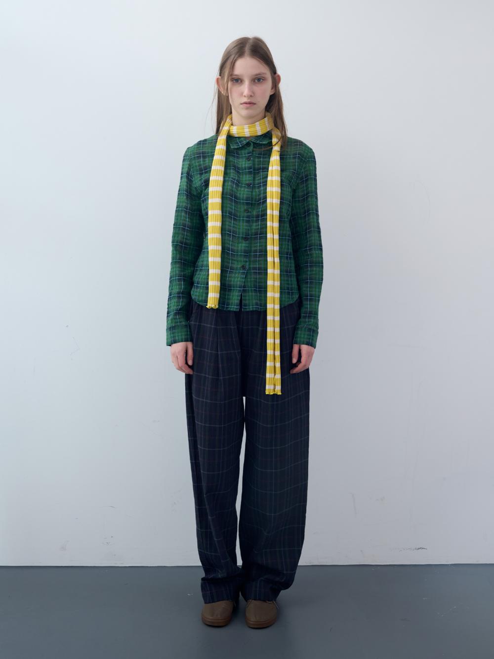 シアサッカーチェックワイドバンディングパンツ (ネイビー) | ENZO BLUES | HANA(ハナ) #7