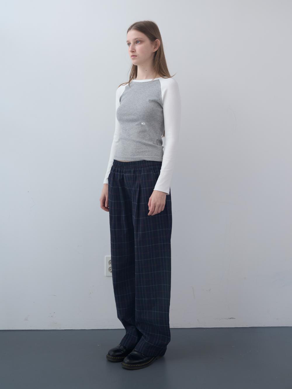 シアサッカーチェックワイドバンディングパンツ (ネイビー) | ENZO BLUES | HANA(ハナ) #3
