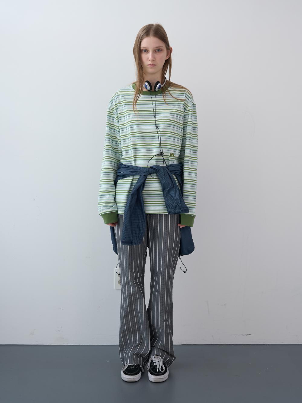 シアサッカーストライプバンディングブーツカットパンツ (グレー) | ENZO BLUES | HANA(ハナ) #7