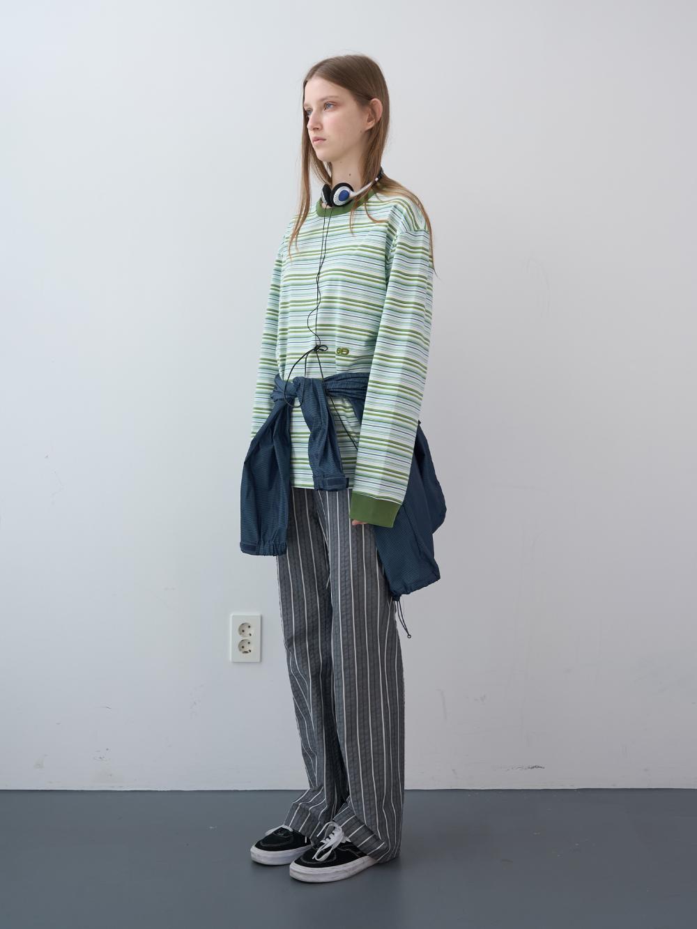 シアサッカーストライプバンディングブーツカットパンツ (グレー) | ENZO BLUES | HANA(ハナ) #8