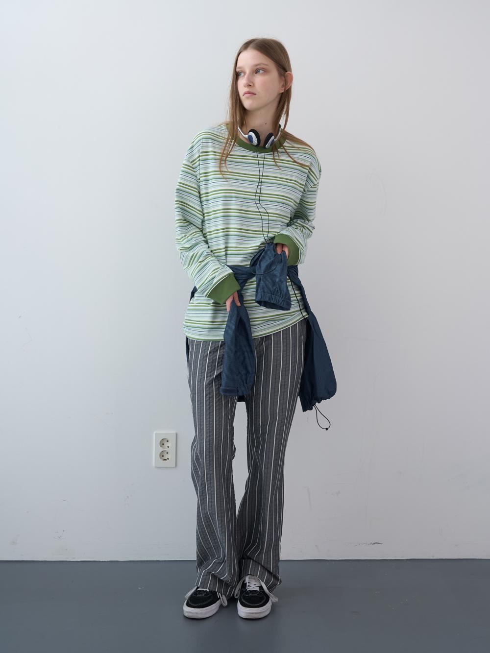 シアサッカーストライプバンディングブーツカットパンツ (グレー) | ENZO BLUES | HANA(ハナ) #10