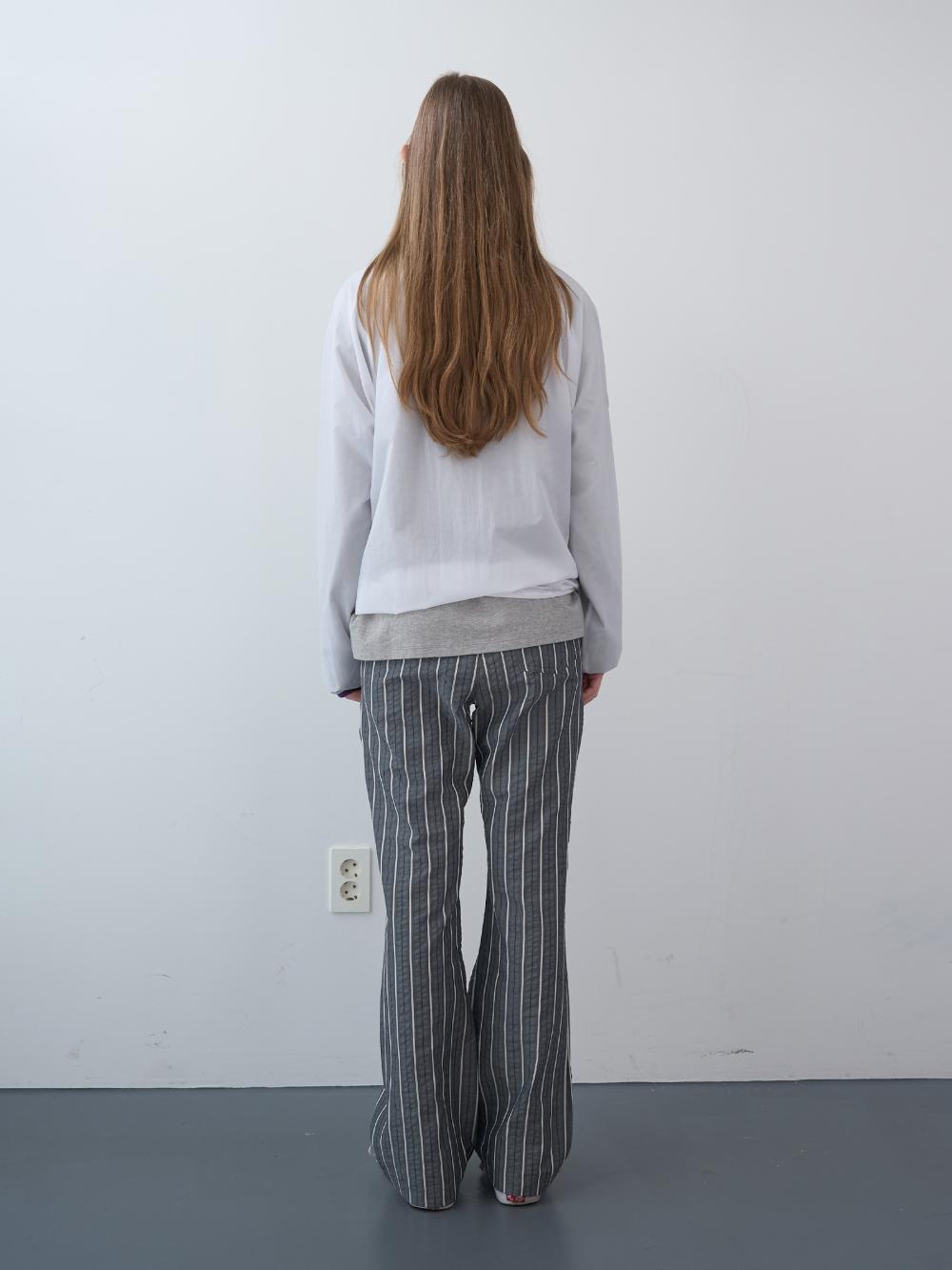 シアサッカーストライプバンディングブーツカットパンツ (グレー) | ENZO BLUES | HANA(ハナ) #4