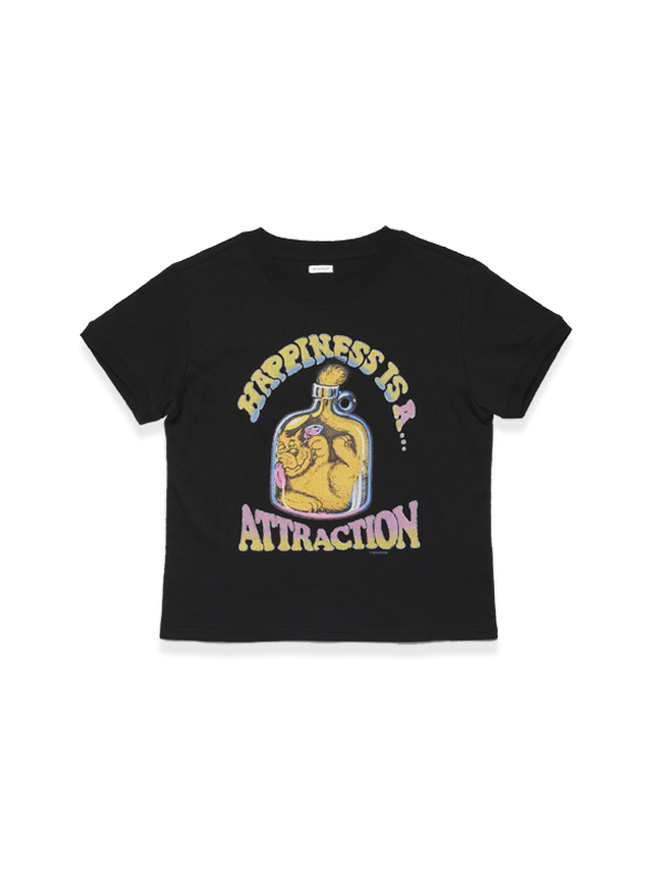 クロップ ハッピー ファッツ Tシャツ_ブラック | BONRROW | HANA(ハナ) #2