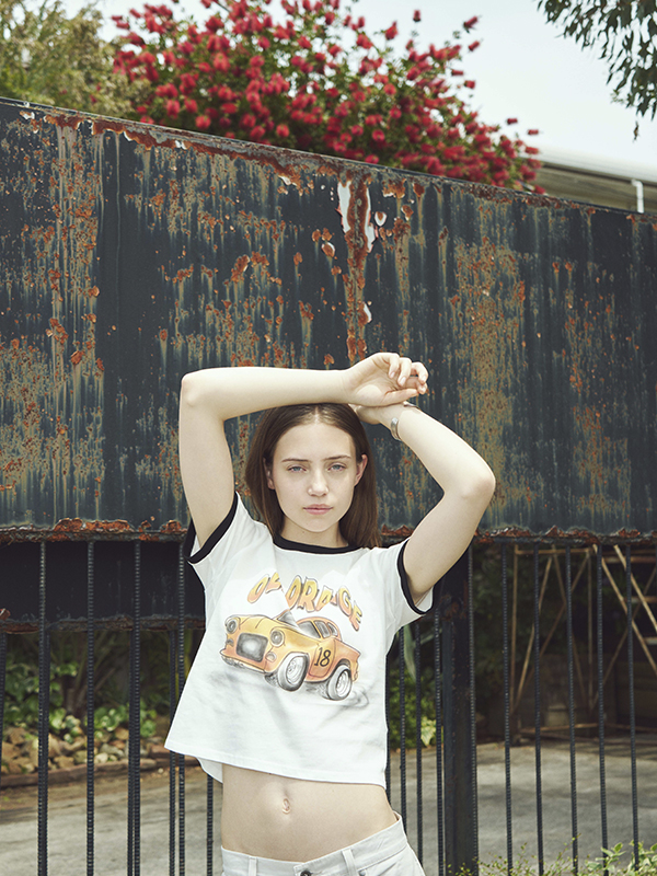 クロップ オールド オレンジ Tシャツ_ホワイト | BONRROW | HANA(ハナ) #6