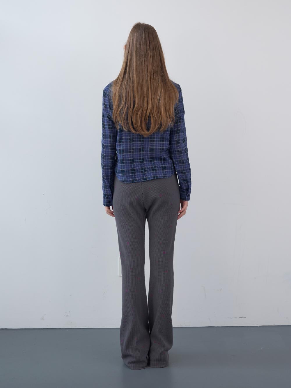 ワッフルドットバンディングブーツカットパンツ（チャコール） | ENZO BLUES | HANA(ハナ) #4