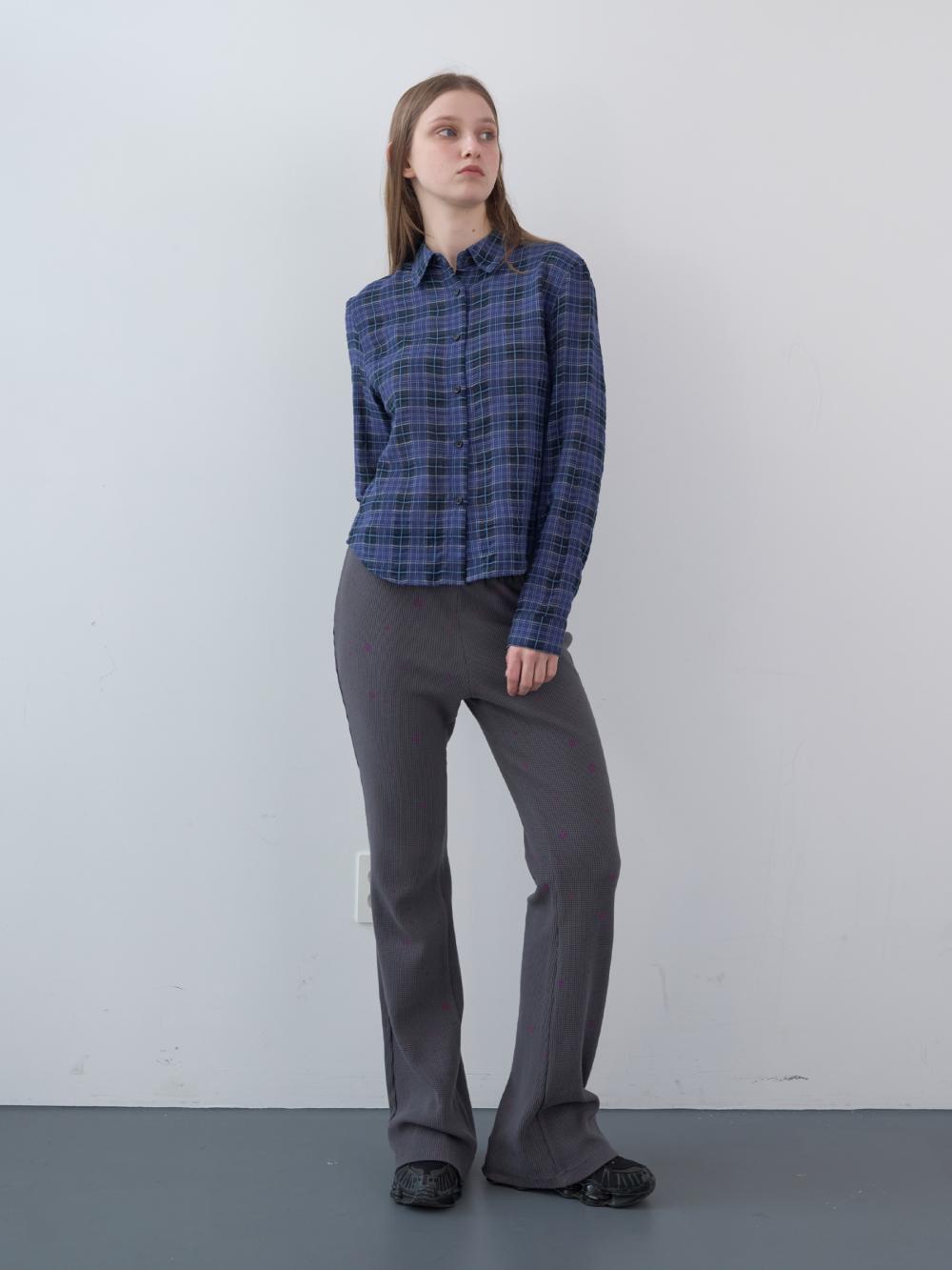 ワッフルドットバンディングブーツカットパンツ（チャコール） | ENZO BLUES | HANA(ハナ) #5