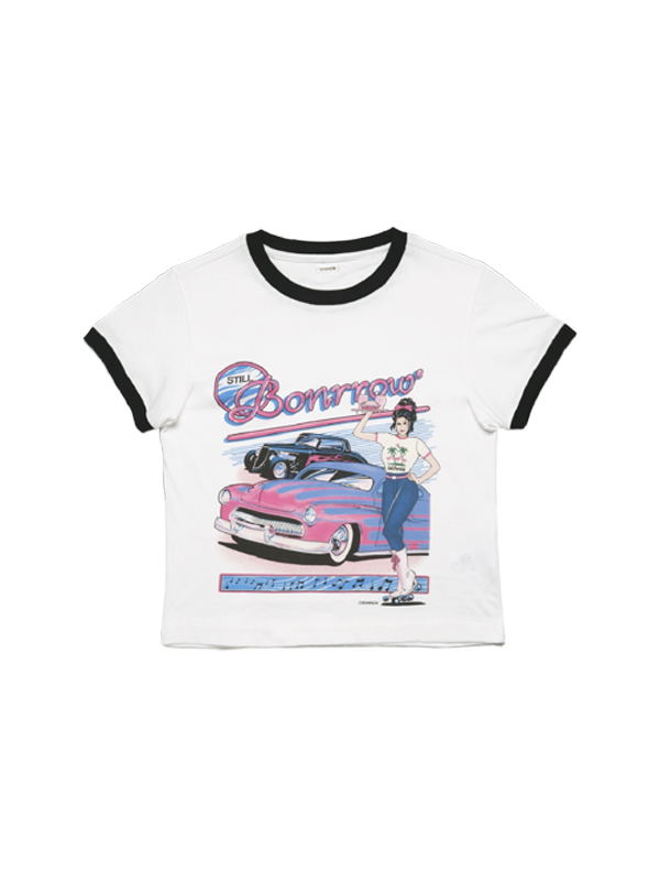 クロップ ピンクロッド Tシャツ_ホワイト | BONRROW | HANA(ハナ) #2