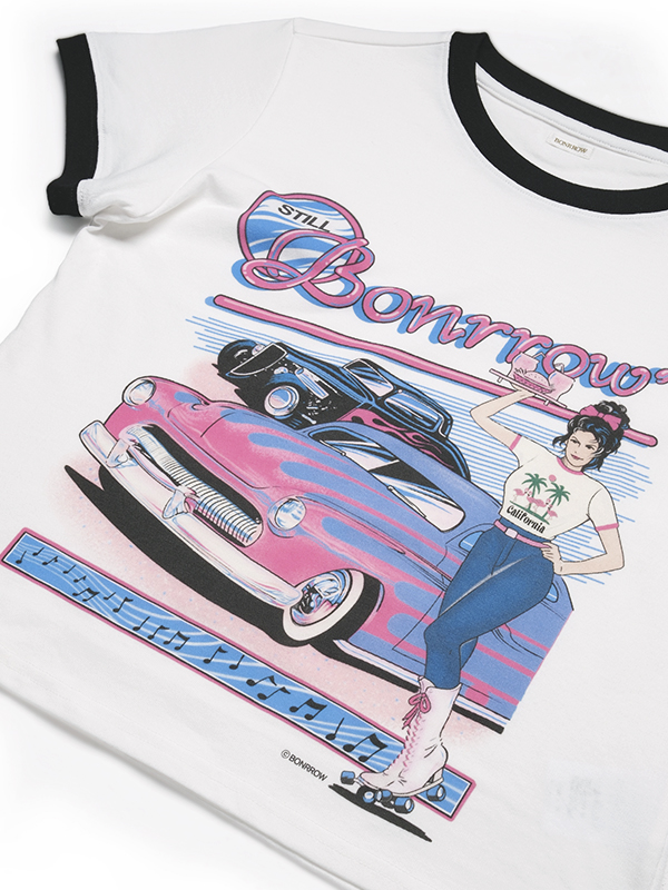 クロップ ピンクロッド Tシャツ_ホワイト | BONRROW | HANA(ハナ) #4