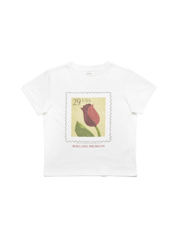 クロップ チューリップ Tシャツ_ホワイト | BONRROW | HANA(ハナ) #2