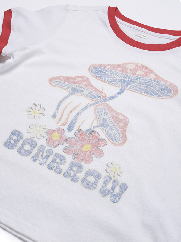 クロップ マッシュルーム Tシャツ_ホワイト | BONRROW | HANA(ハナ) #4