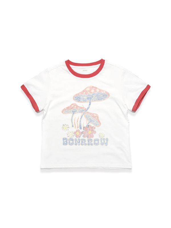 クロップ マッシュルーム Tシャツ_ホワイト | BONRROW | HANA(ハナ) #2