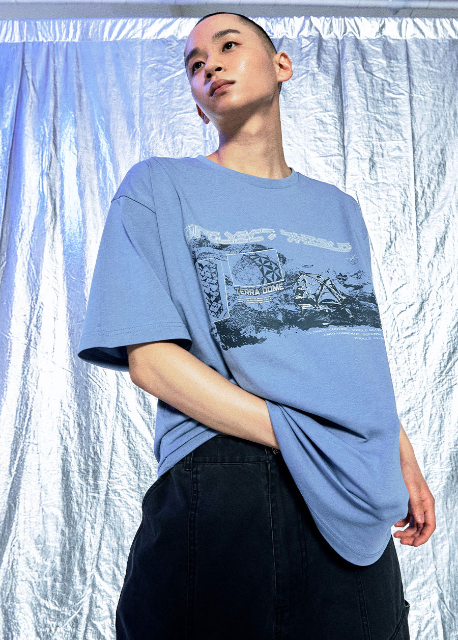 OGシールドダーツショートスリーブTシャツ-ブルー | OFFGRID | HANA(ハナ) #4