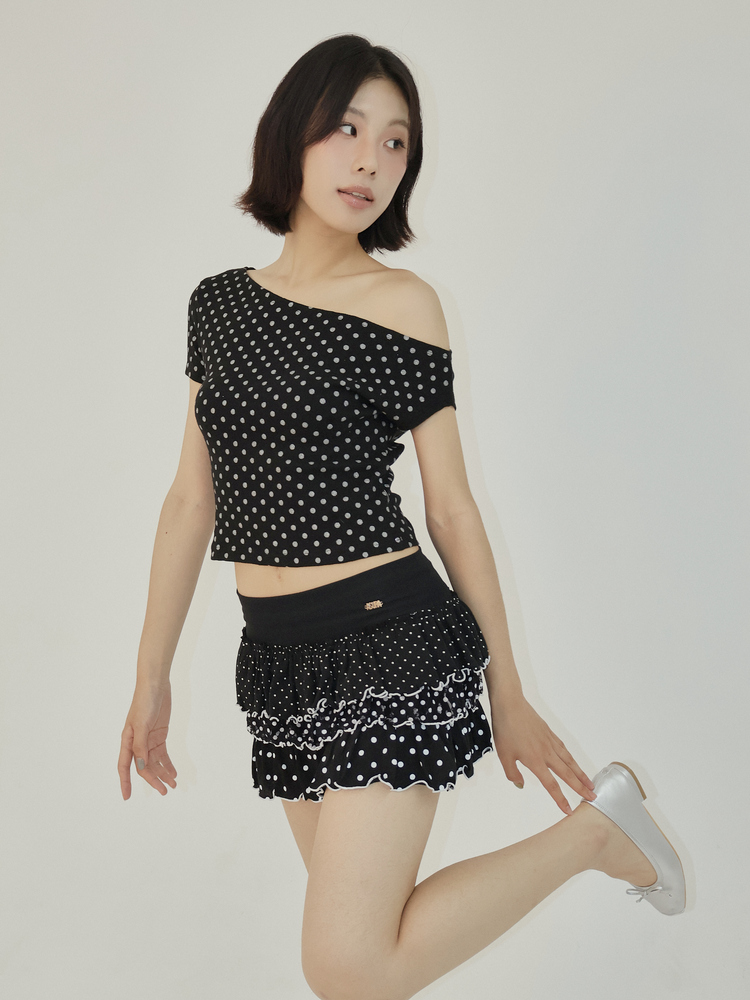 ドットワンショルダーTシャツ (ブラック) | ASURA | HANA(ハナ) #6