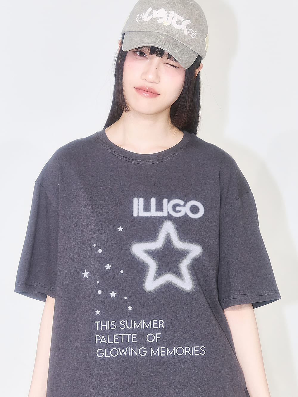 スタースプレー オーバーフィットTシャツ（チャコール） | ILLIGO | HANA(ハナ) #4