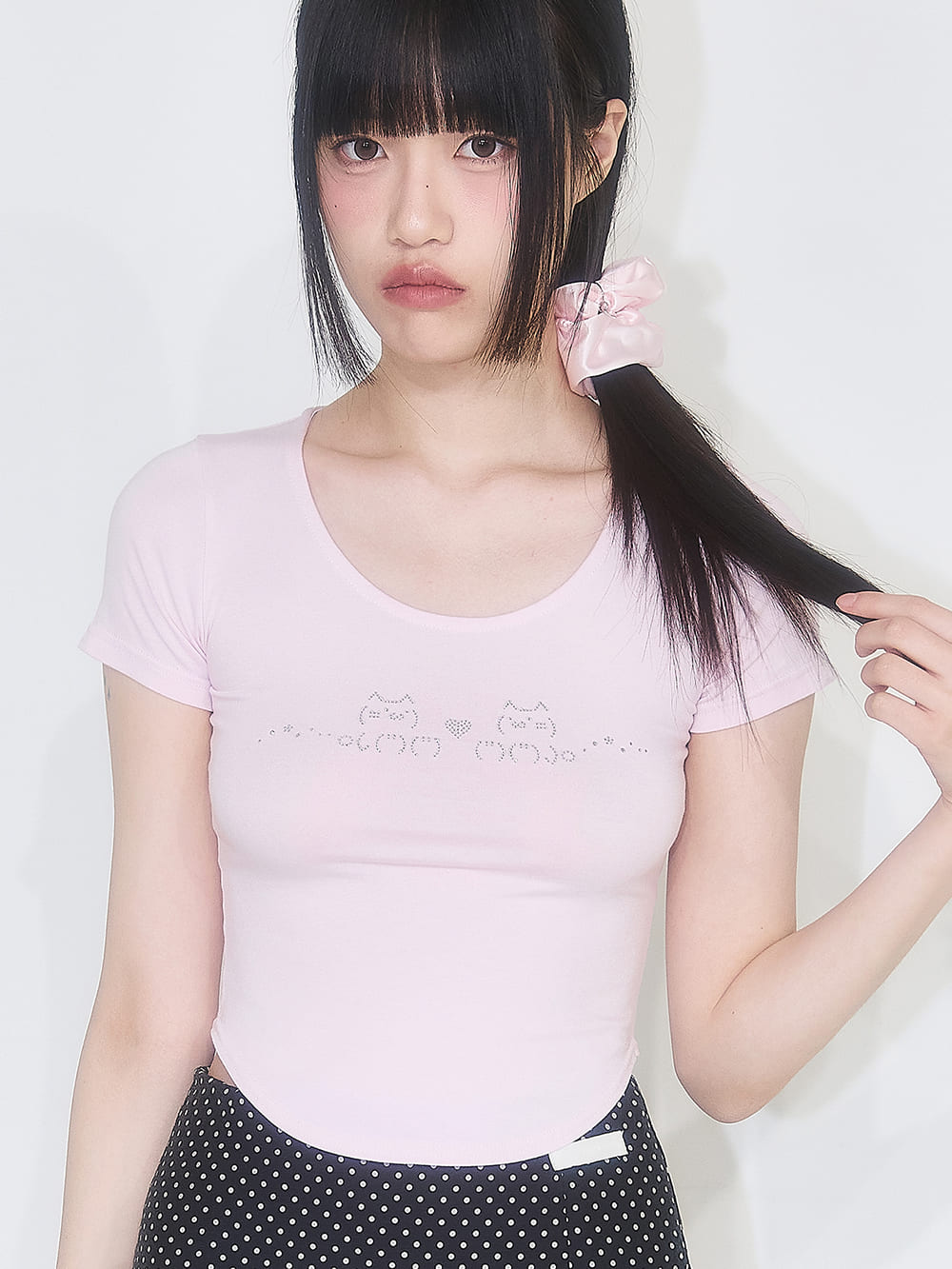 にゃんこホットフィックス フィットTシャツ（ピンク） | ILLIGO | HANA(ハナ) #2