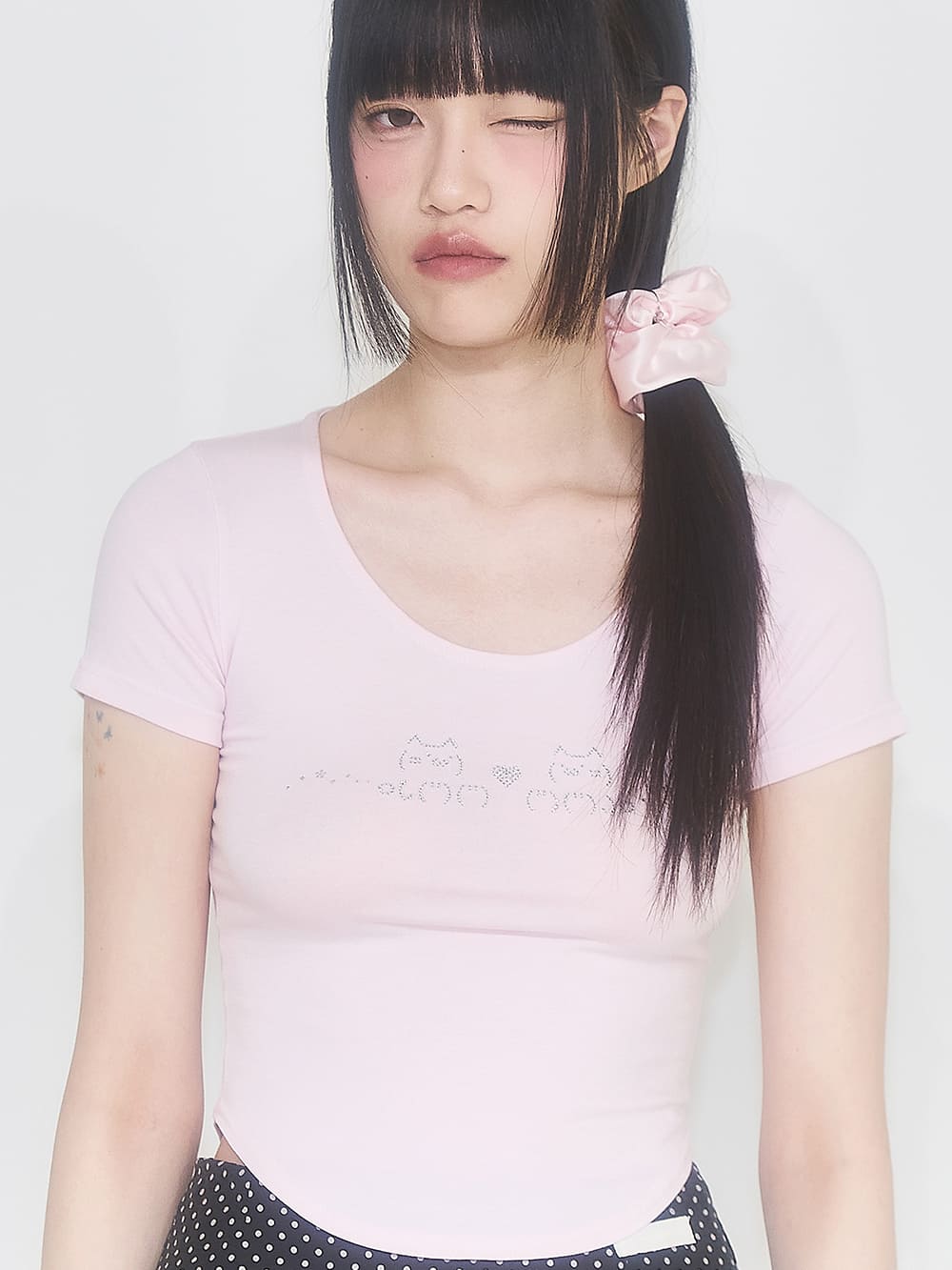 にゃんこホットフィックス フィットTシャツ（ピンク） | ILLIGO | HANA(ハナ) #4