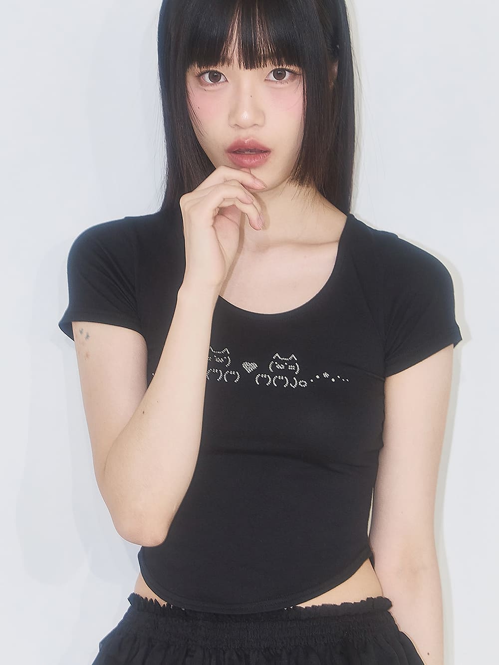 にゃんこホットフィックス フィットTシャツ（ブラック） | ILLIGO | HANA(ハナ) #3