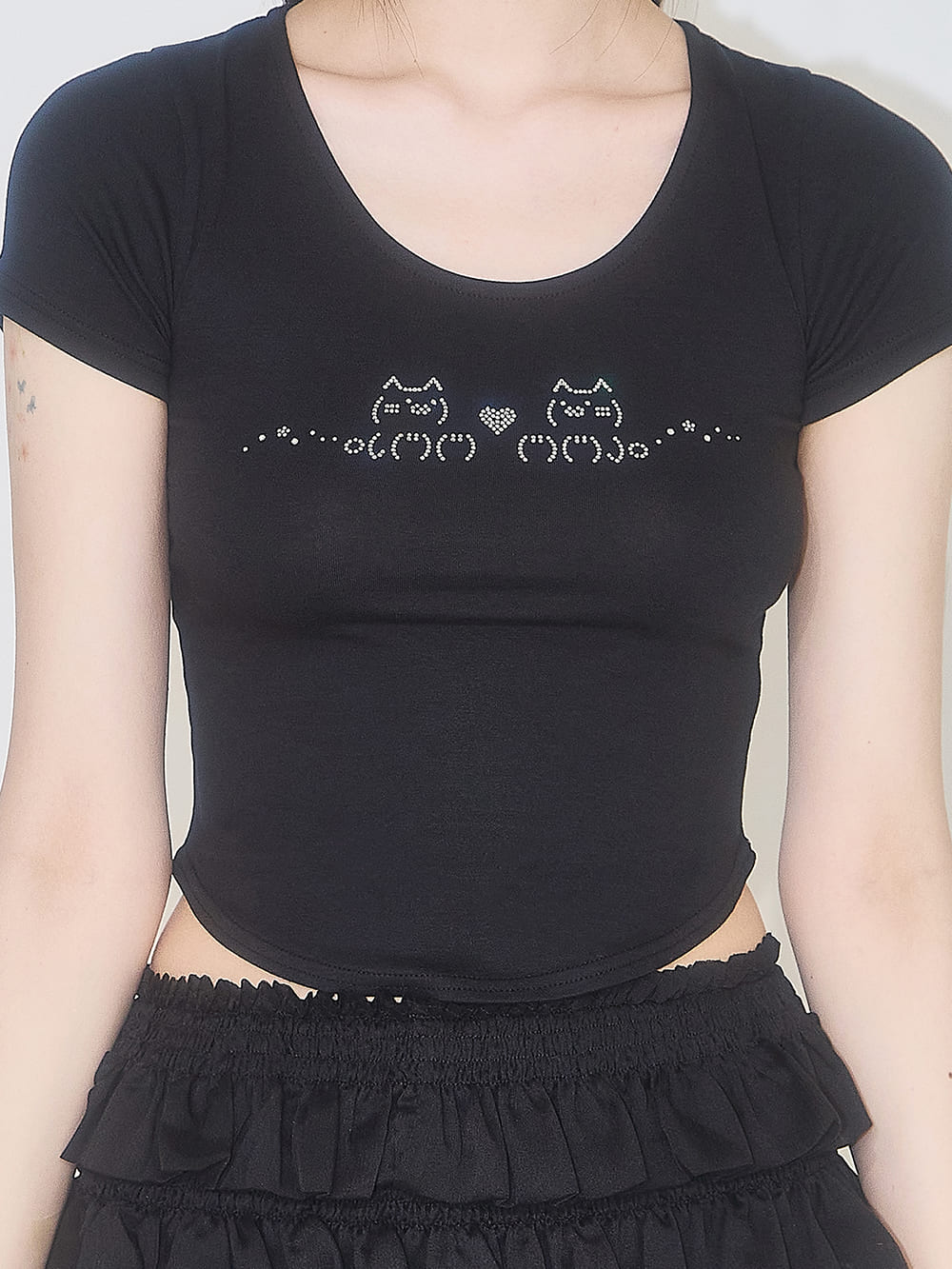 にゃんこホットフィックス フィットTシャツ（ブラック） | ILLIGO | HANA(ハナ) #4
