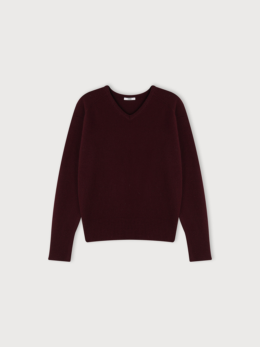GEELONG V-NECK KNIT_DEEP WINE | ETHOS | HANA(ハナ) #1