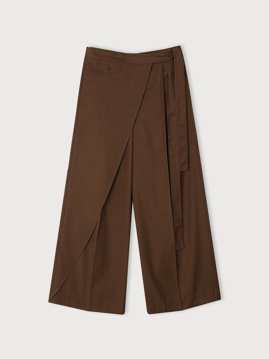 STRAP FLARE WIDE PANTS_BROWN | ETHOS | HANA(ハナ) #1