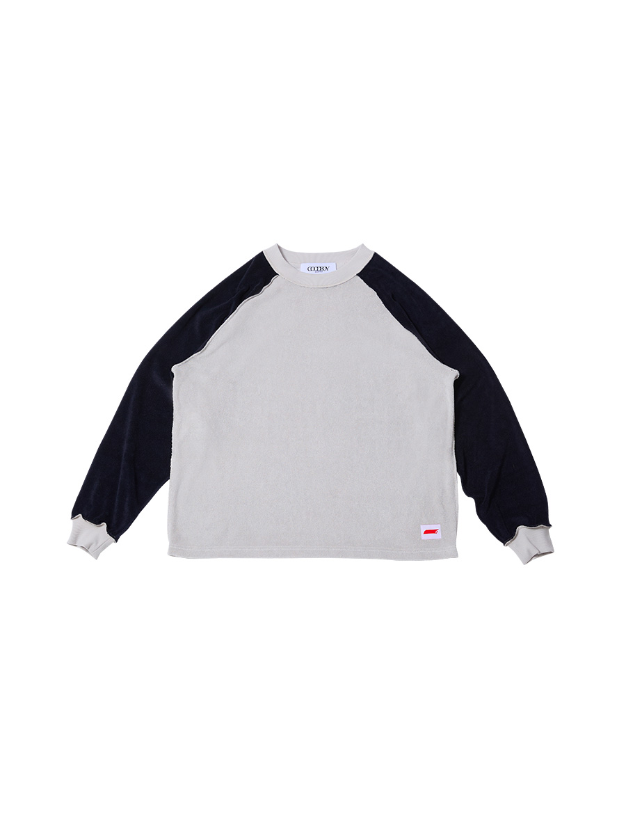 ラグラン コントラストテリー ロングTシャツ_ネイビー-グレー | XOXOGOODBOY | HANA(ハナ) #1