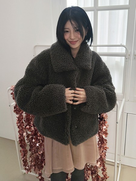 デストロイド ラウンドウールニット カーディガン_[ブラック] | LECYTO