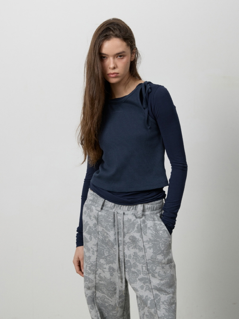 ノットストラップレイヤードTシャツ（ブラウンネイビー） | THREE TO EIGHTY | HANA(ハナ) #1