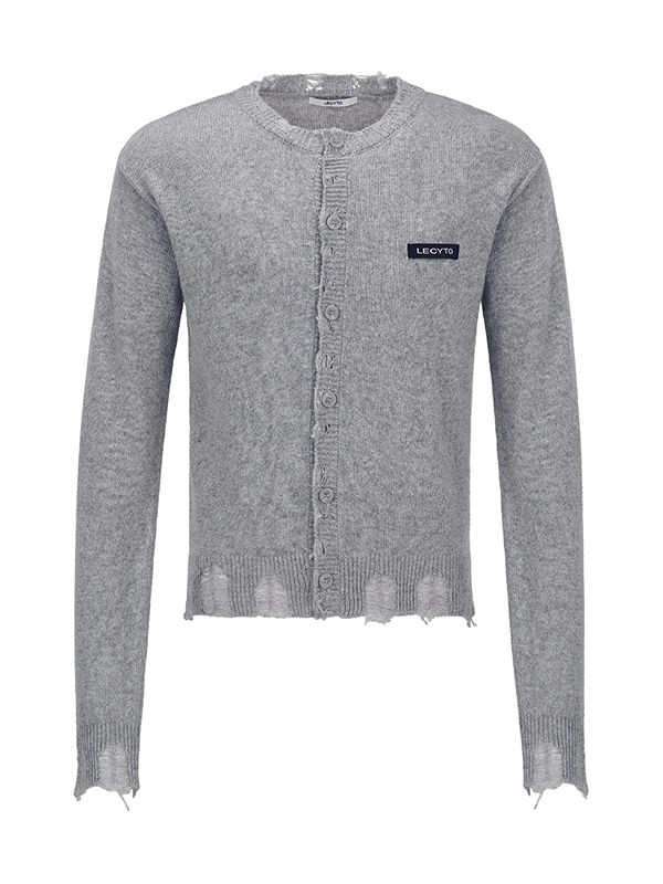 デストロイド ラウンドウールニットカーディガン_[M.グレー] | LECYTO | HANA(ハナ) #1