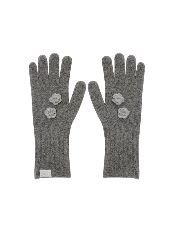 コサージュニットグローブ（チャコール） | Margarin Fingers | HANA(ハナ) #1