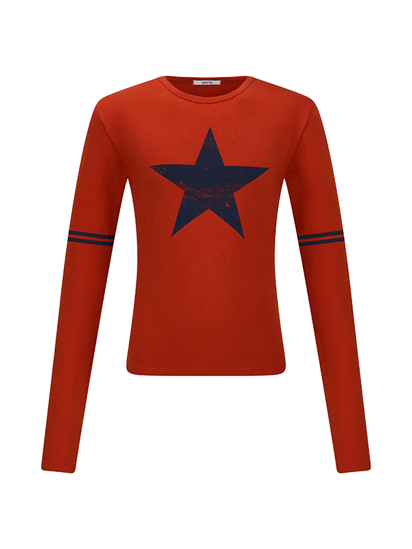 レトロ スターライン Tシャツ_[オレンジ] | LECYTO | HANA(ハナ) #1