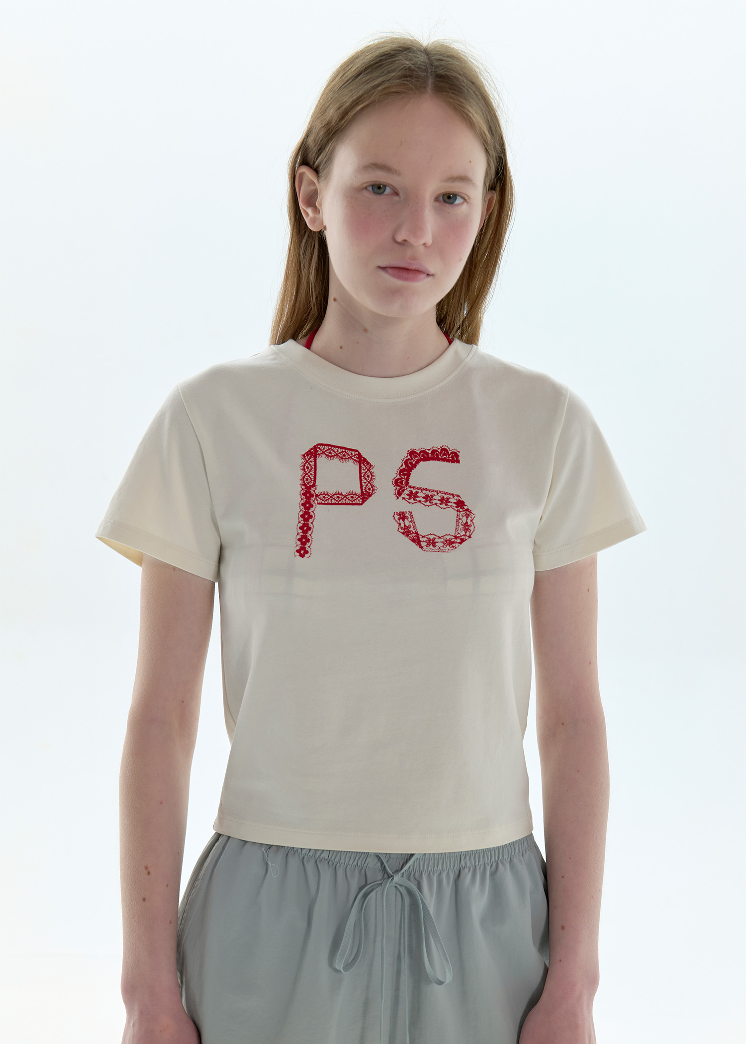 レース ロゴ Tシャツ_アイボリー | PISCESS | HANA(ハナ) #1