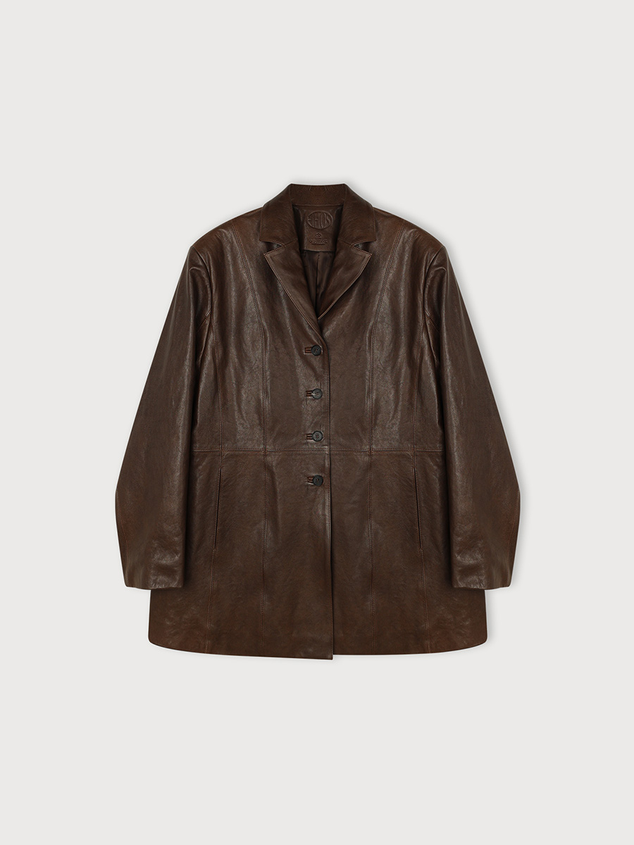 BROWN LEATHER HALF JACKET | ETHOS | HANA(ハナ) #1