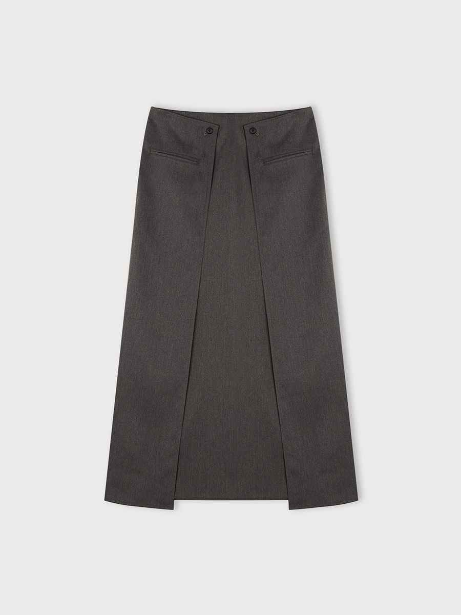 2-BUTTON H LINE SKIRT_GREY | ETHOS | HANA(ハナ) #1