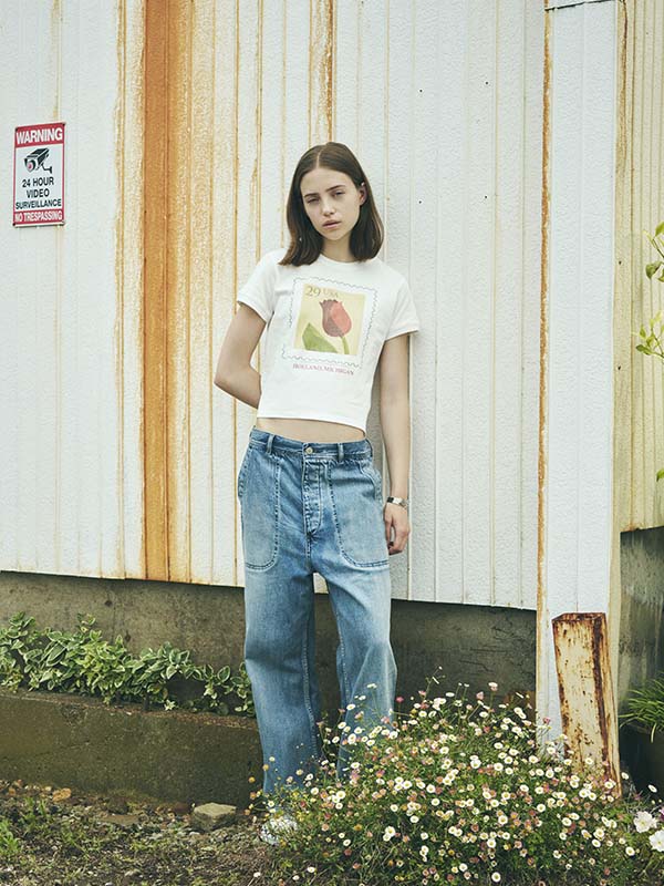 クロップ チューリップ Tシャツ_ホワイト | BONRROW | HANA(ハナ) #1