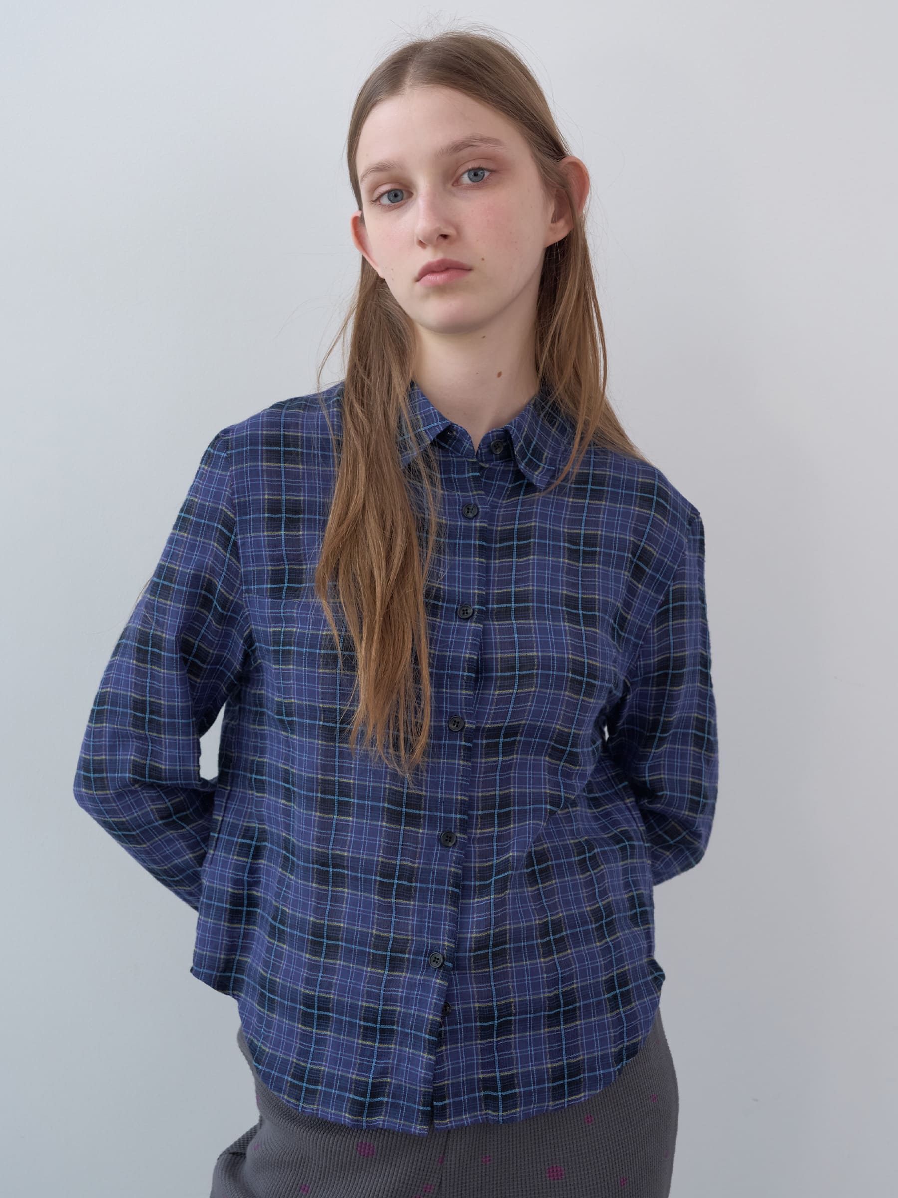 コットンタータンチェックシャツ（ブルー） | ENZO BLUES | HANA(ハナ) #1