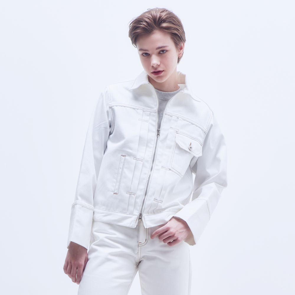ノンフェードロールアップデニムジャケット ホワイト | MOTH | HANA(ハナ) #1
