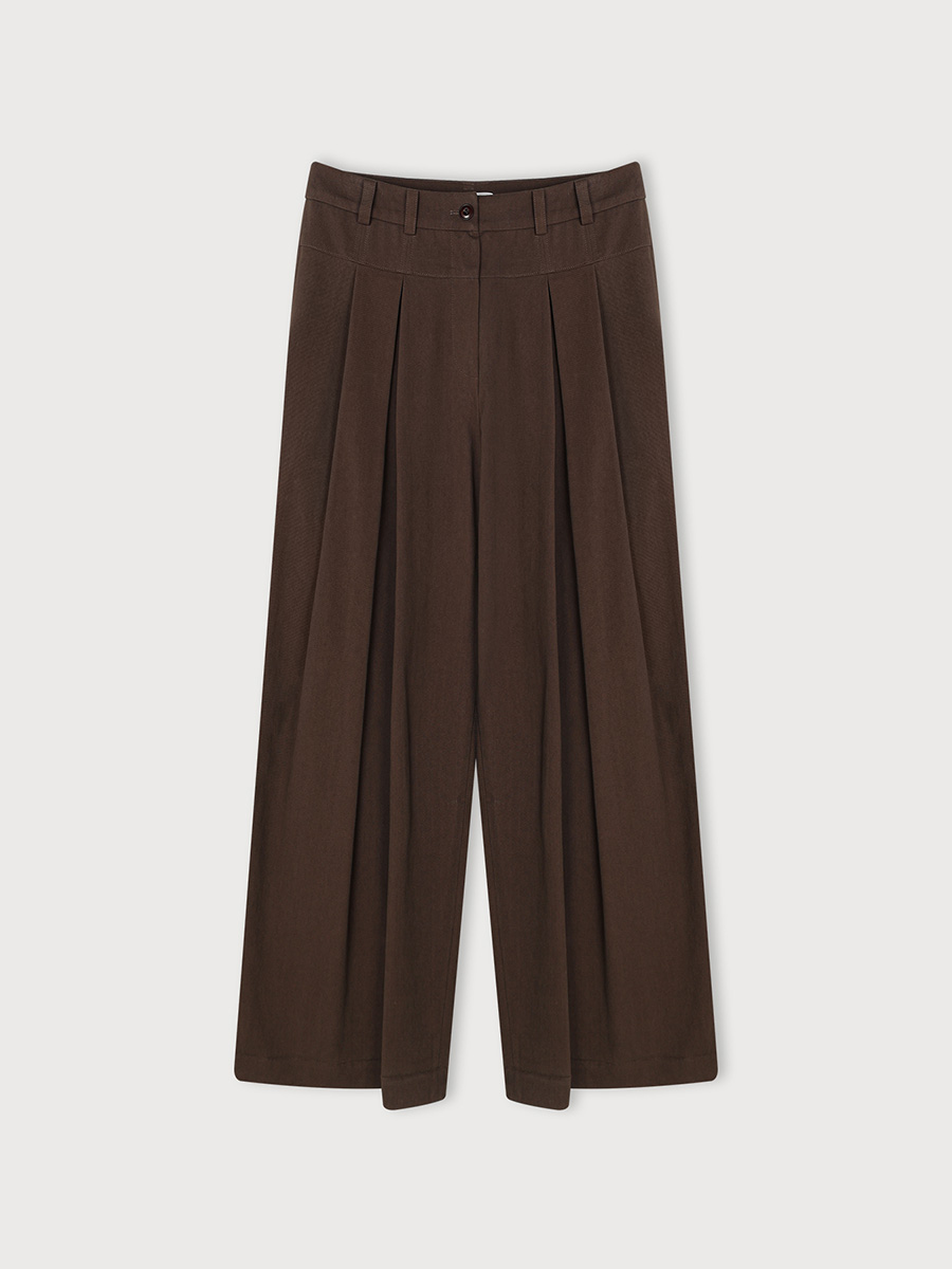 PINTUCK MOOD TROUSERS_BROWN | ETHOS | HANA(ハナ) #1